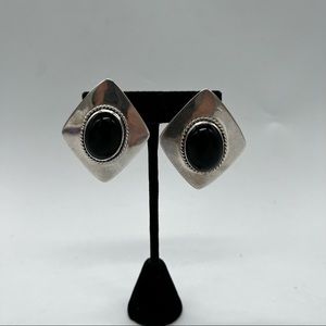 Dulce Sterling Silver Onyx 80’s Clip on Earrings